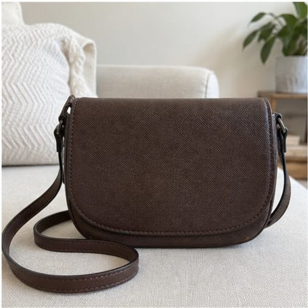 Brown Saffiano Crossbody Bag